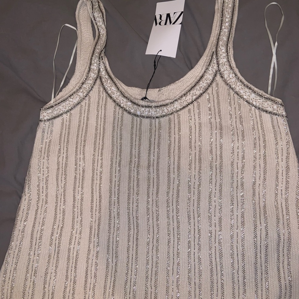 ZARA CREAM HANDBEADED TOP